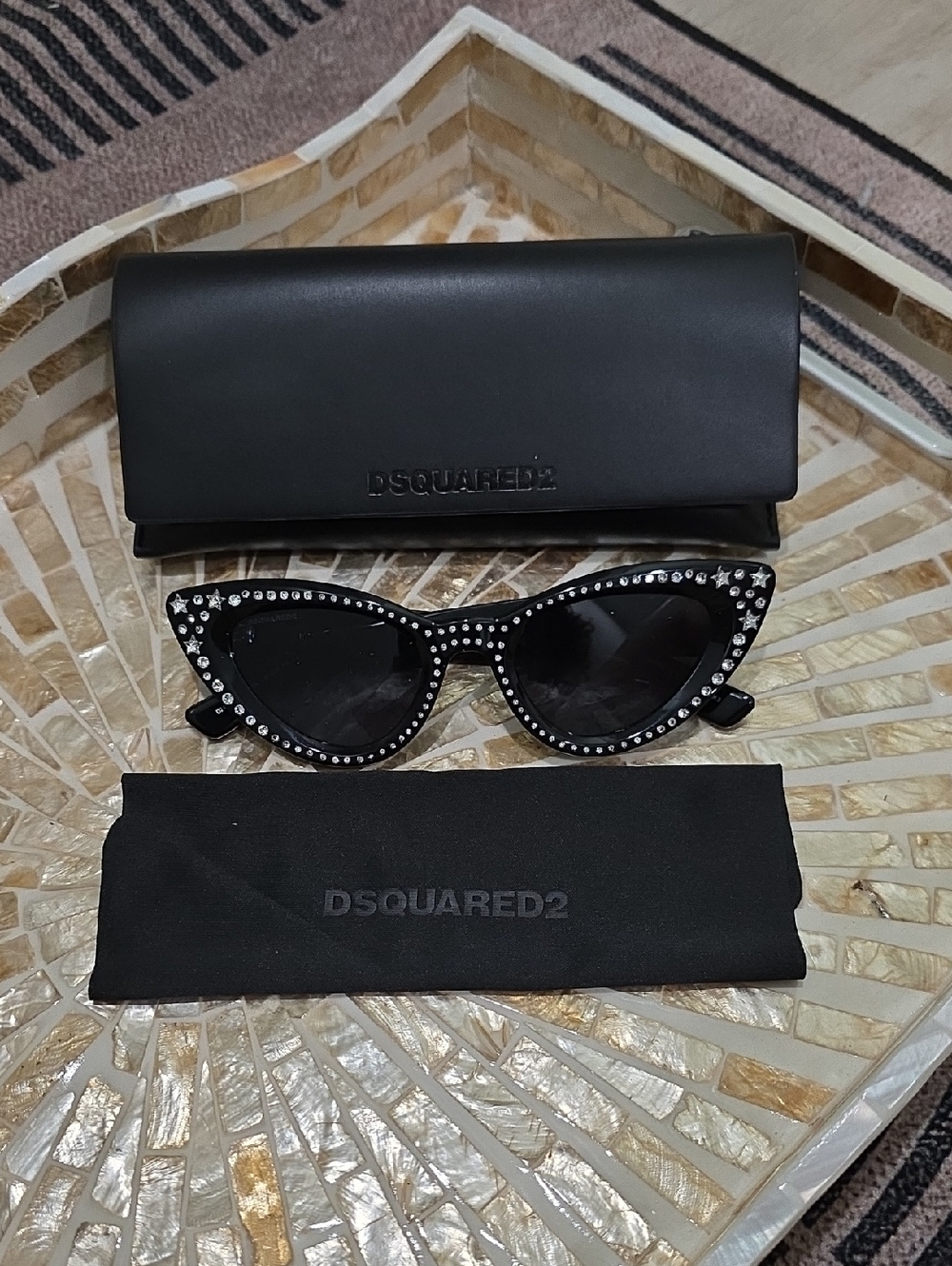 DSQUARED2 Black Rhinestone Cat-Eye Sunglasses